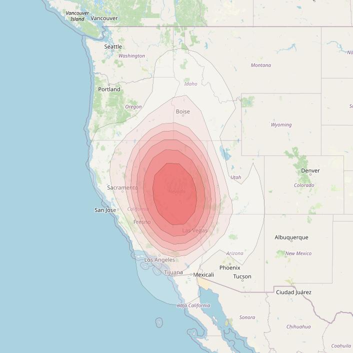 Echostar 10 at 110° W downlink Ku-band Spot NevadaT38 Beam coverage map