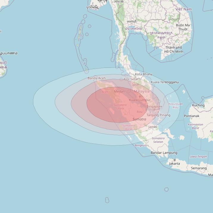 Nusantara Satu at 146° E downlink Ku-band S1 HTS Spot beam coverage map