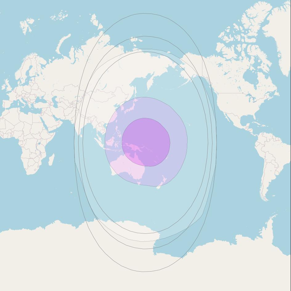 JCSat 2B at 154° E downlink C-band Global beam coverage map